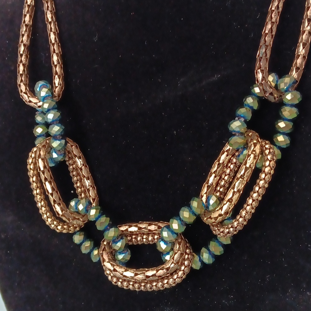Hematite & Rolled Metal link necklace 24"